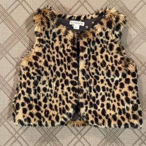 Crewcuts XS faux fur leopard print vest